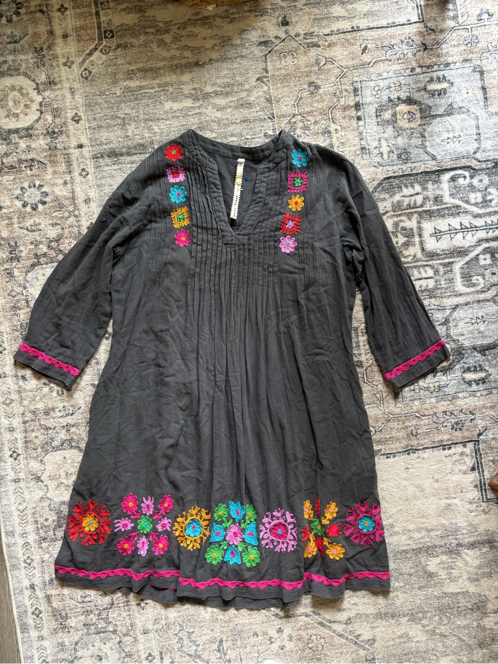 Uncle Frank embroidered gray floral dress size S